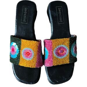 RARE Beaded Italian chunky colorful sandals Size 8.5 iUS / 39 EU GUC